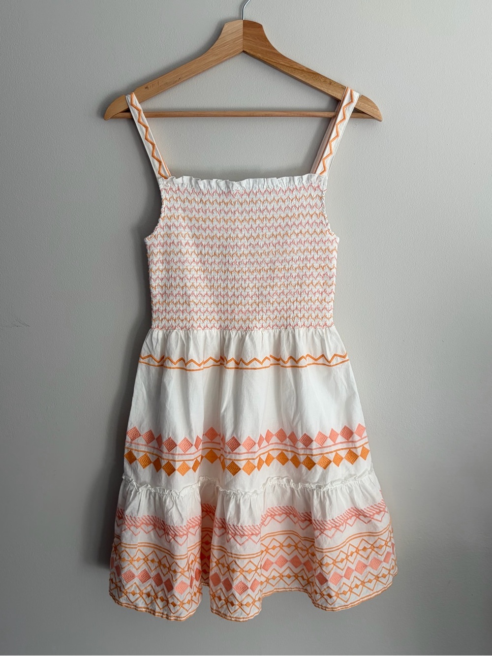Zara White Mini Dress with Peach & Orange Embroidery